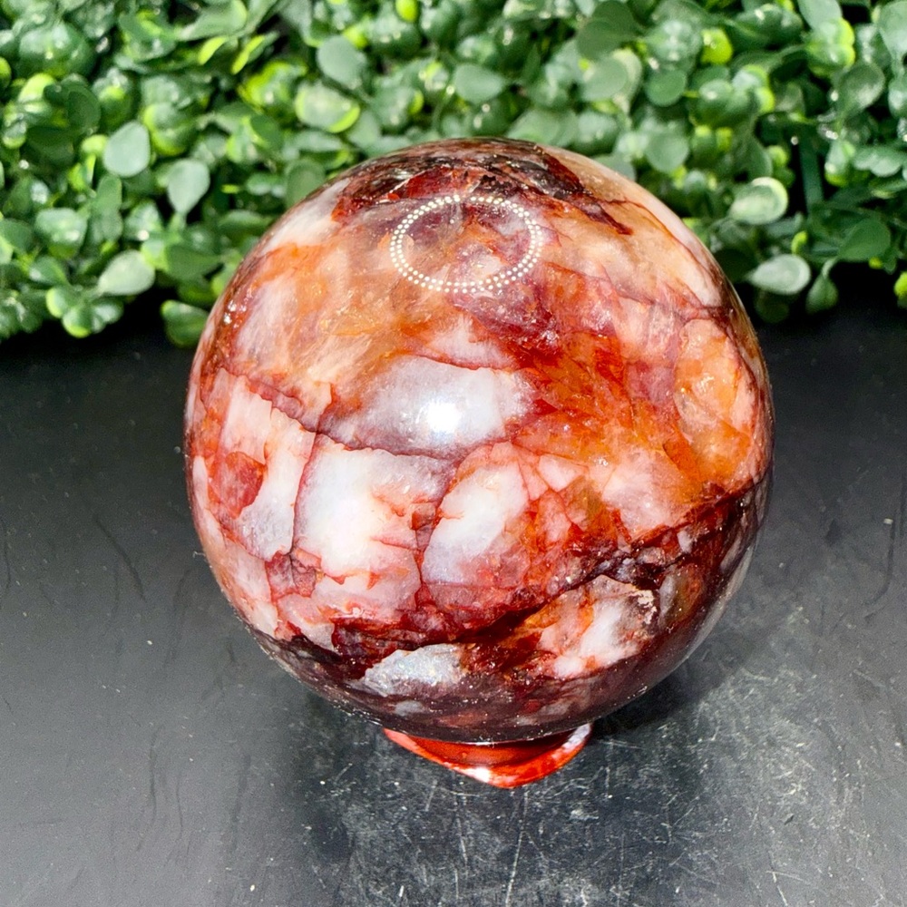 Red Vein Jasper Crystal Sphere 61mm Spiderweb Pattern Stone